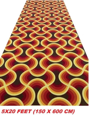 Samjeeda Handloom carpets Red Synthetic Carpet(150 cm,  X 600 cm, Rectangle)