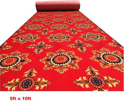 ZAMZAMCARPET Red Nylon Carpet(5 cm,  X 10 cm, Rectangle)