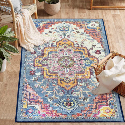STATUS Multicolor Polyester Carpet(5 cm,  X 7 cm, Rectangle)