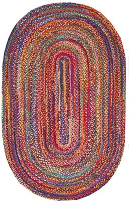 Sabnoor Store Multicolor Polyester, Cotton Carpet(1 ft,  X 1 ft, Oval)