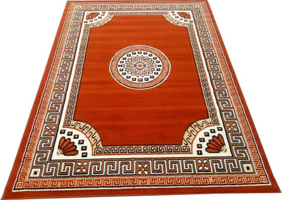 Kavi Handloom Red Polyester Carpet(213.36 cm,  X 152.4 cm, Rectangle)