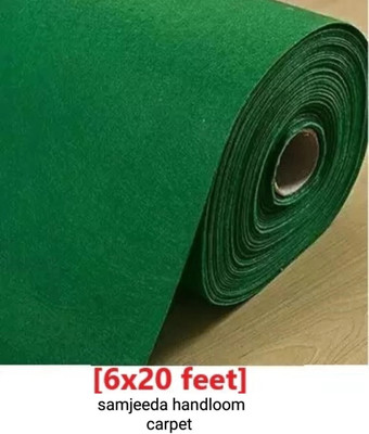 Samjeeda Handloom carpets Green Nylon Carpet(180 cm,  X 600 cm, Rectangle)