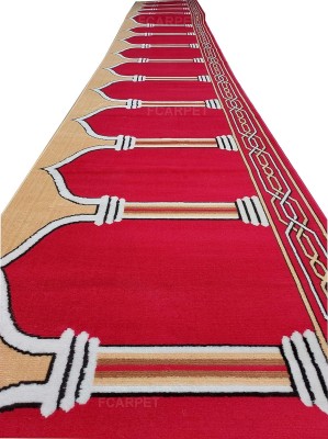 ZAMZAMCARPET Red, Gold Acrylic, Wool Carpet(120 cm,  X 900 cm, Rectangle)