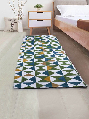 Saral Home 50 cm  X 180 cm Cotton Runner(Rectangle, Green)