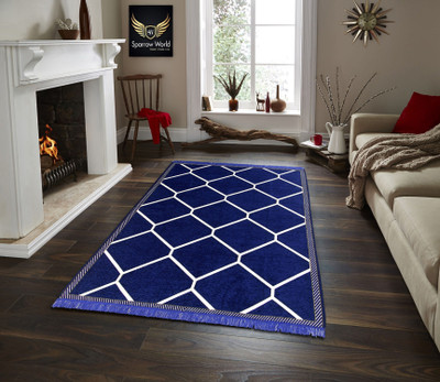 AF 5 cm  X 7 cm Chenille Carpet(Rectangle, Blue)