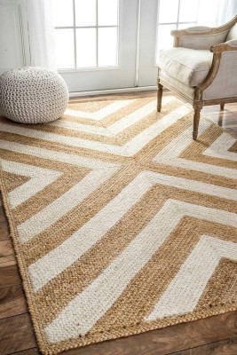 Beautiful Home Beige Jute, Cotton Carpet(152 cm,  X 182 cm, Rectangle)