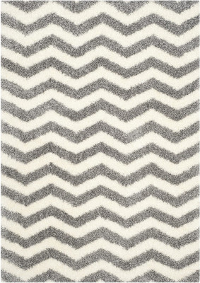 Acarpet Grey, White Polyester Carpet(5 ft,  X 5 ft, Square)