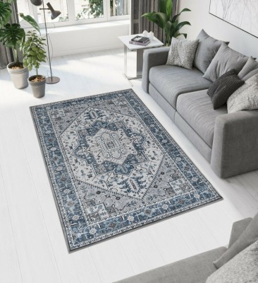 MAA HOME CONCEPT Silver Polyester, Cotton, Velvet Carpet(2 ft,  X 4 ft, Square)