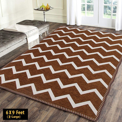 AF 6 cm  X 9 cm Cotton Carpet(Rectangle, Brown, White)