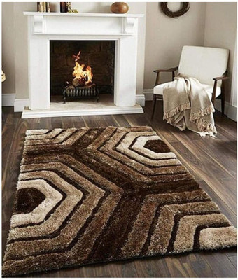 shopgallery Brown Polyester Carpet(5 ft,  X 7 ft, Rectangle)