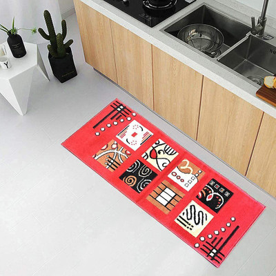 Shag Weaving Red Acrylic Carpet(1 ft,  X 5 ft, Rectangle)