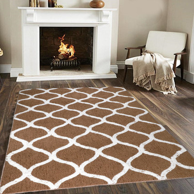 Woolpik Brown Polyester Carpet(3 cm,  X 5 cm, Rectangle)