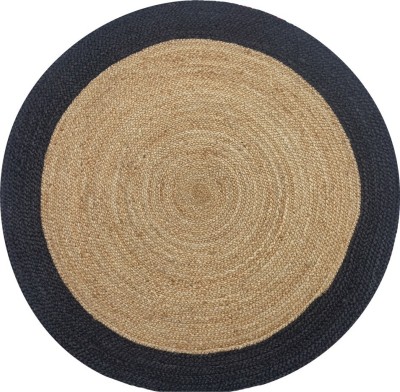 MRIC Beige, Black Jute Carpet(3 cm,  X 3 cm, Circle)