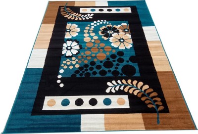 Zia Carpets Blue, Brown Polyester Carpet(5 ft,  X 7 ft, Rectangle)