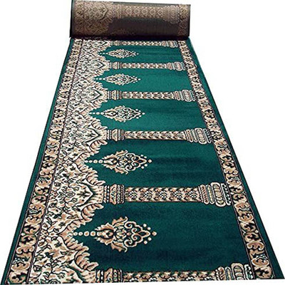 Shag Weaving 4 ft  X 39 ft Silk Carpet(Rectangle, Dark Green)