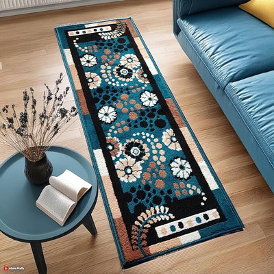ADIB CARPET 60 cm  X 150 cm Silk Runner(Rectangle, Blue)
