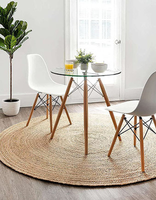 RAMAN TEXTILES Beige Jute Area Rug(2 cm,  X 2 cm, Circle)