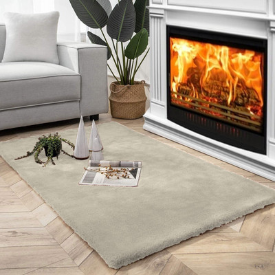 Acarpet Beige Polyester Carpet(90 cm,  X 150 cm, Rectangle)