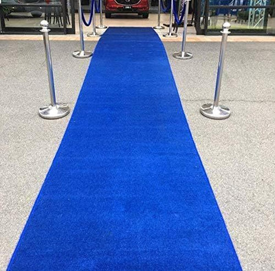 Kavi Handloom 152.4 cm  X 1066.8 cm Polyester Carpet(Rectangle, Blue)