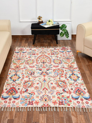 HOMADORN Multicolor Polyester Dhurrie(4 ft,  X 6 ft, Rectangle)