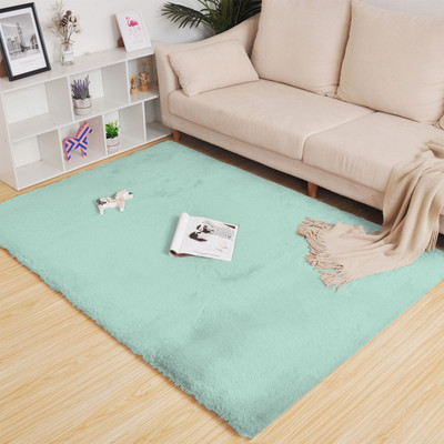 F i Light Green Polyester Carpet(90 cm,  X 150 cm, Rectangle)