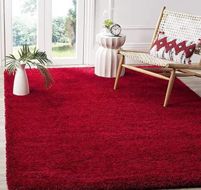 shopgallery Red Polyester Carpet(3 ft,  X 5 ft, Rectangle)