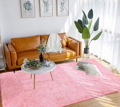 Acarpet Pink Polyester Carpet(5 ft,  X 7 ft, Rectangle)
