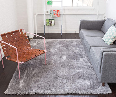 HR CARPET Silver Polyester Carpet(6 ft.,  X 9 ft., Rectangle)
