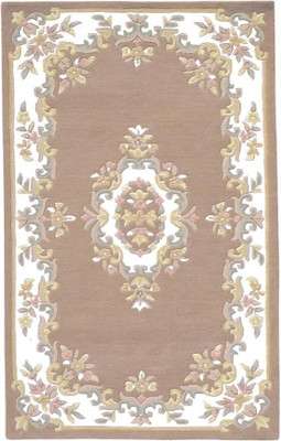 Raj International 182 cm  X 182 cm Wool Area Rug(Rectangle, Beige)