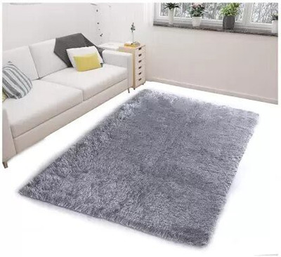 SR Handloom Grey Polyester Carpet(2 ft,  X 4 ft, Rectangle)