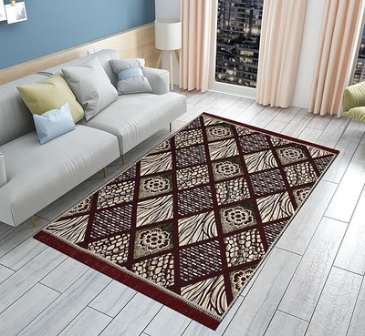 Tijane Maroon Cotton Carpet(120 cm,  X 182 cm, Rectangle)