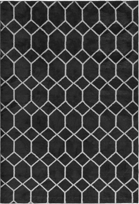 Saral Home Black Polyester Carpet(150 cm,  X 210 cm, Rectangle)