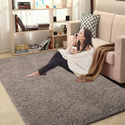 Ra handloom carpet Grey Polyester Carpet(90 cm,  X 150 cm, Rectangle)