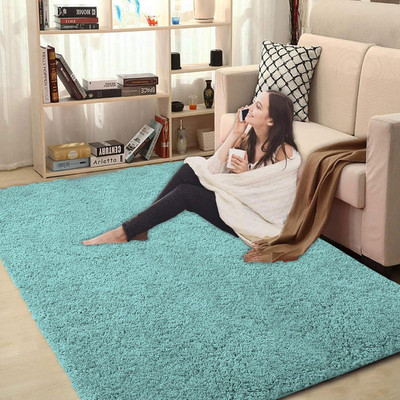 Acarpet Light Blue Polyester Carpet(90 cm,  X 150 cm, Rectangle)