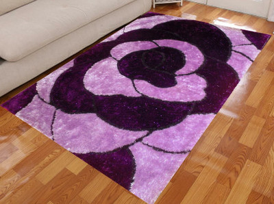 SPA Furnishing 2 cm  X 4 cm Polyester Carpet(Rectangle, Purple)
