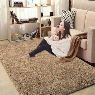 Ra handloom carpet Gold Polyester Carpet(90 cm,  X 150 cm, Rectangle)