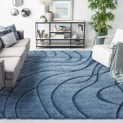 BhCarpet Light Blue Polyester Carpet(3 ft,  X 5 ft, Rectangle)