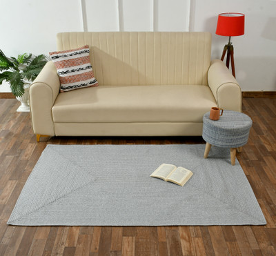NEWWAYSS Grey Cotton Area Rug(60 cm,  X 90 cm, Rectangle)