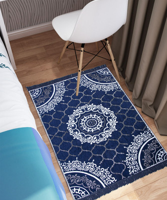 AAZEEM Blue Velvet Area Rug(3 cm,  X 5 cm, Rectangle)