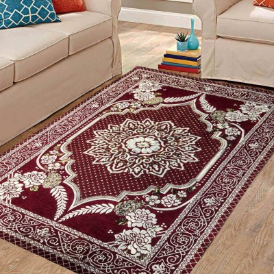 Raas Maroon Chenille Carpet(5 ft,  X 7 ft, Rectangle)