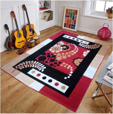 KAYNAT CARPET Red Acrylic Carpet(6 cm,  X 8 cm, Rectangle)
