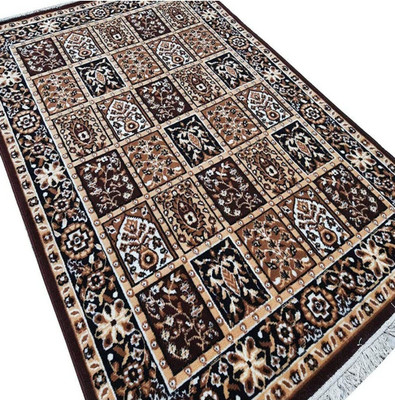 Samjeeda Handloom carpets Brown Polyester Carpet(6 cm,  X 8 cm, Rectangle)