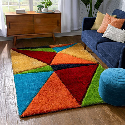 HR CARPET Multicolor Polyester Carpet(3 ft.,  X 5 ft., Rectangle)