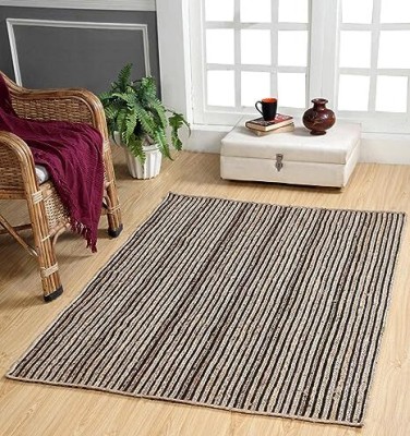 ALBY Brown Jute, Cotton Carpet(5 ft,  X 8 ft, Rectangle)