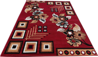 Sana Carpet 5 ft  X 7 ft Silk Carpet(Rectangle, Red)