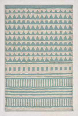 UB Home and Decor 60 cm  X 90 cm Cotton Area Rug(Rectangle, Light Blue, White)