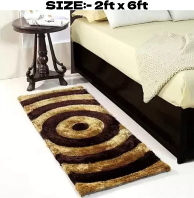RM Handloom Brown, Gold Polyester Runner(2 ft,  X 6 ft, Rectangle)