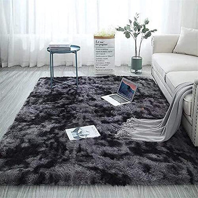 KAYNAT CARPET Black Polyester Carpet(150 cm,  X 210 cm, Rectangle)
