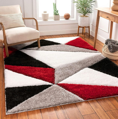 AyanCarpets Red, Multicolor Polyester Carpet(120 cm,  X 180 cm, Rectangle)