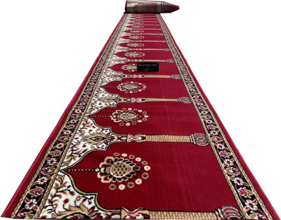 Shag Weaving Carpet 120 cm  X 2400 cm Acrylic Carpet(Rectangle, Gold, Red)